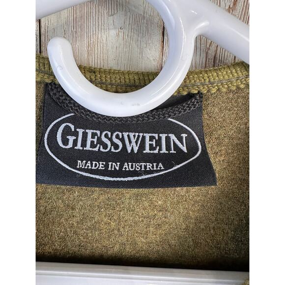 Giesswein Wool Sweater Womens 42 Olive Green Metal Tirol Coin Button Cardigan - Picture 7 of 10